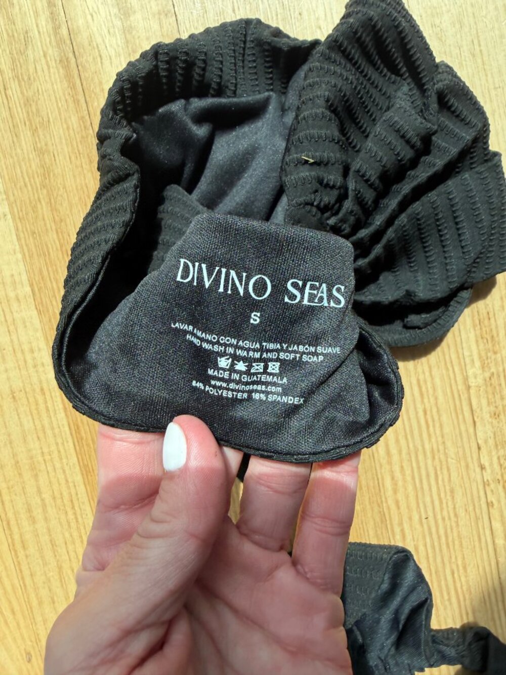 Divino Seas Black Ruched Bikini Set Top S / Bottom XS